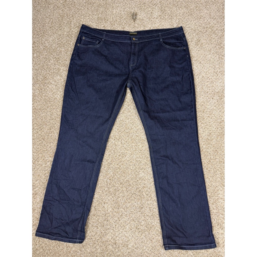 Women's Dark Wash Stretch Jeans Size 50 Straight Leg High Rise Minimal Denim